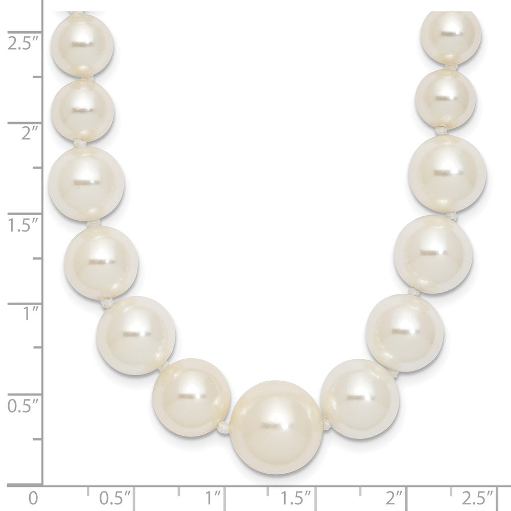 Sterlingsilber Majestik Rhodiniert 6-12mm Abgestuft Weiß Imitat Muschel Perle Hand-knotted Halskette
