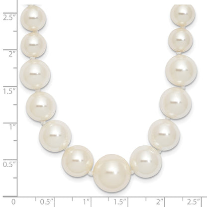 Sterlingsilber Majestik Rhodiniert 6-12mm Abgestuft Weiß Imitat Muschel Perle Hand-knotted Halskette