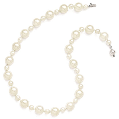 Sterlingsilber S Majestik Rhodiniert-pl 7&12mm Weiß Imitat Muschel Perle Hand Geknotet Neckla