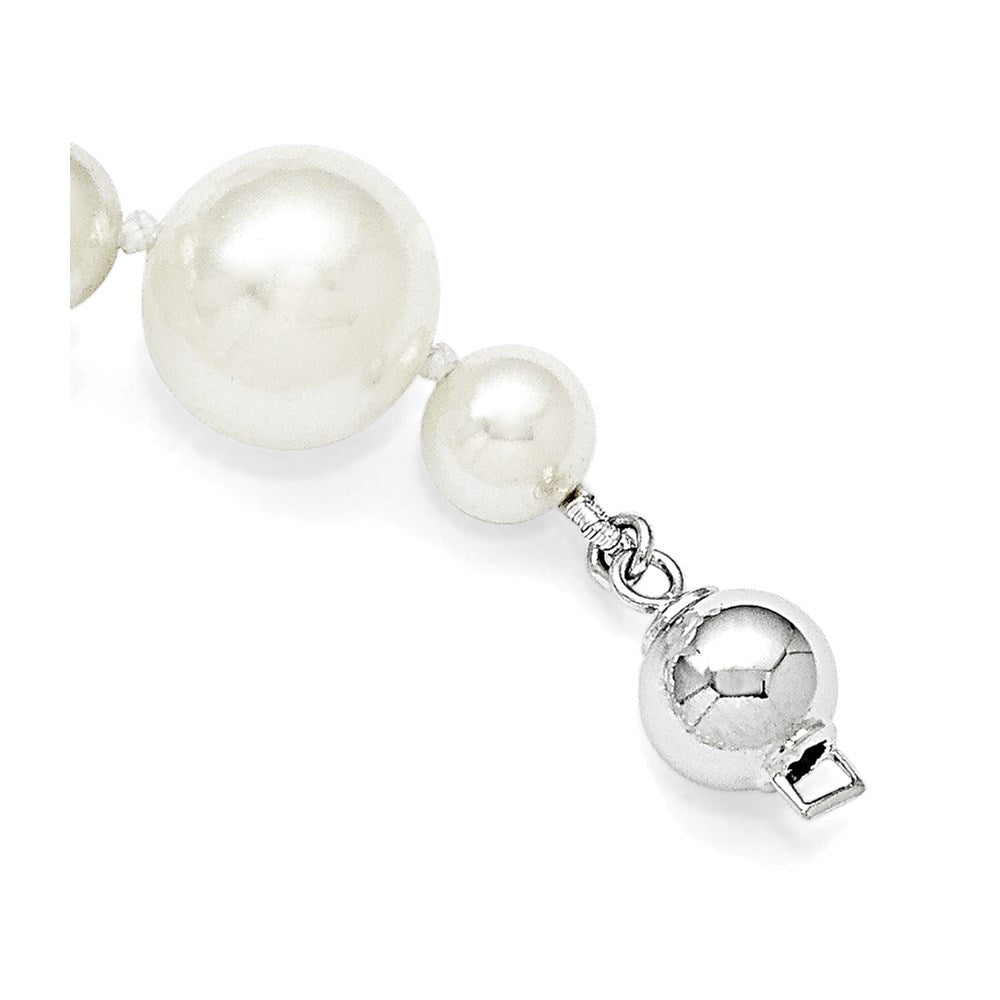 Sterlingsilber S Majestik Rhodiniert-pl 7&12mm Weiß Imitat Muschel Perle Hand Geknotet Neckla