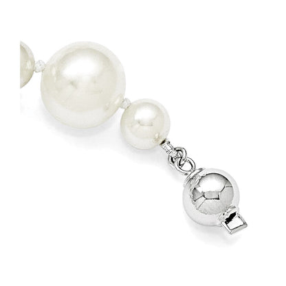 Sterlingsilber S Majestik Rhodiniert-pl 7&12mm Weiß Imitat Muschel Perle Hand Geknotet Neckla