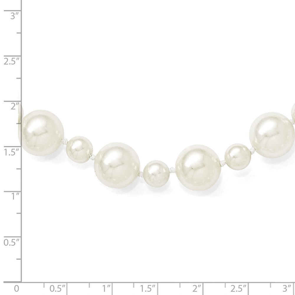 Sterlingsilber S Majestik Rhodiniert-pl 7&12mm Weiß Imitat Muschel Perle Hand Geknotet Neckla