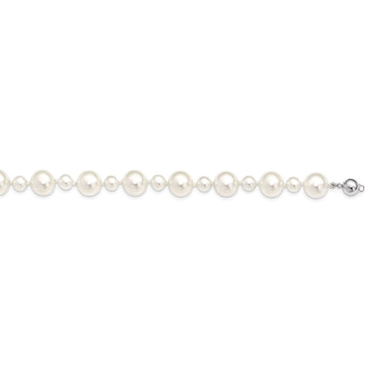 Sterlingsilber S Majestik Rhodiniert-pl 7&12mm Weiß Imitat Muschel Perle Hand Geknotet Neckla