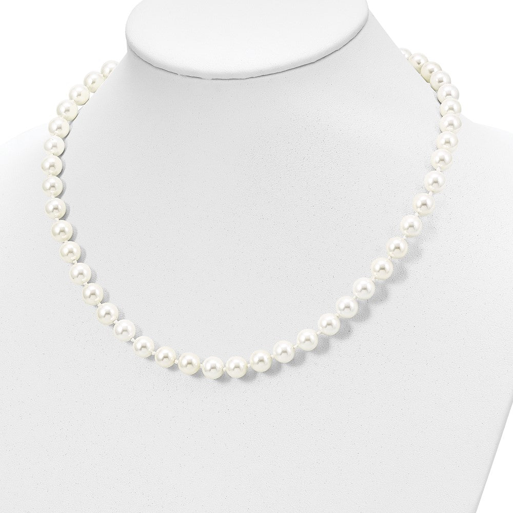 Sterlingsilber Majestik Rhodiniert 8-9mm Weiß Imitat Muschel Perle Hand-knotted Halskette