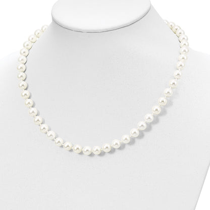 Sterlingsilber Majestik Rhodiniert 8-9mm Weiß Imitat Muschel Perle Hand-knotted Halskette