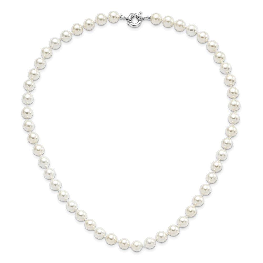 Sterlingsilber Majestik Rhodiniert 8-9mm Weiß Imitat Muschel Perle Hand-knotted Halskette