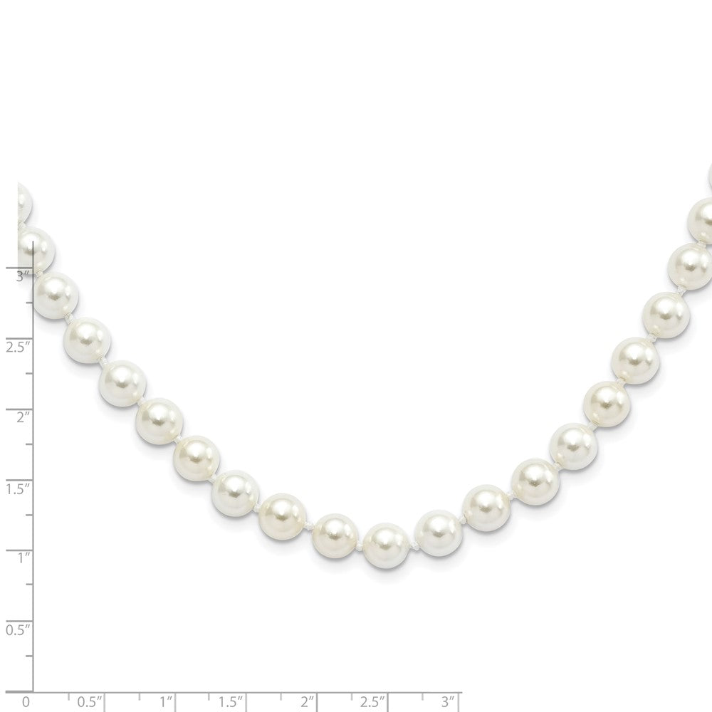Sterlingsilber Majestik Rhodiniert 8-9mm Weiß Imitat Muschel Perle Hand-knotted Halskette