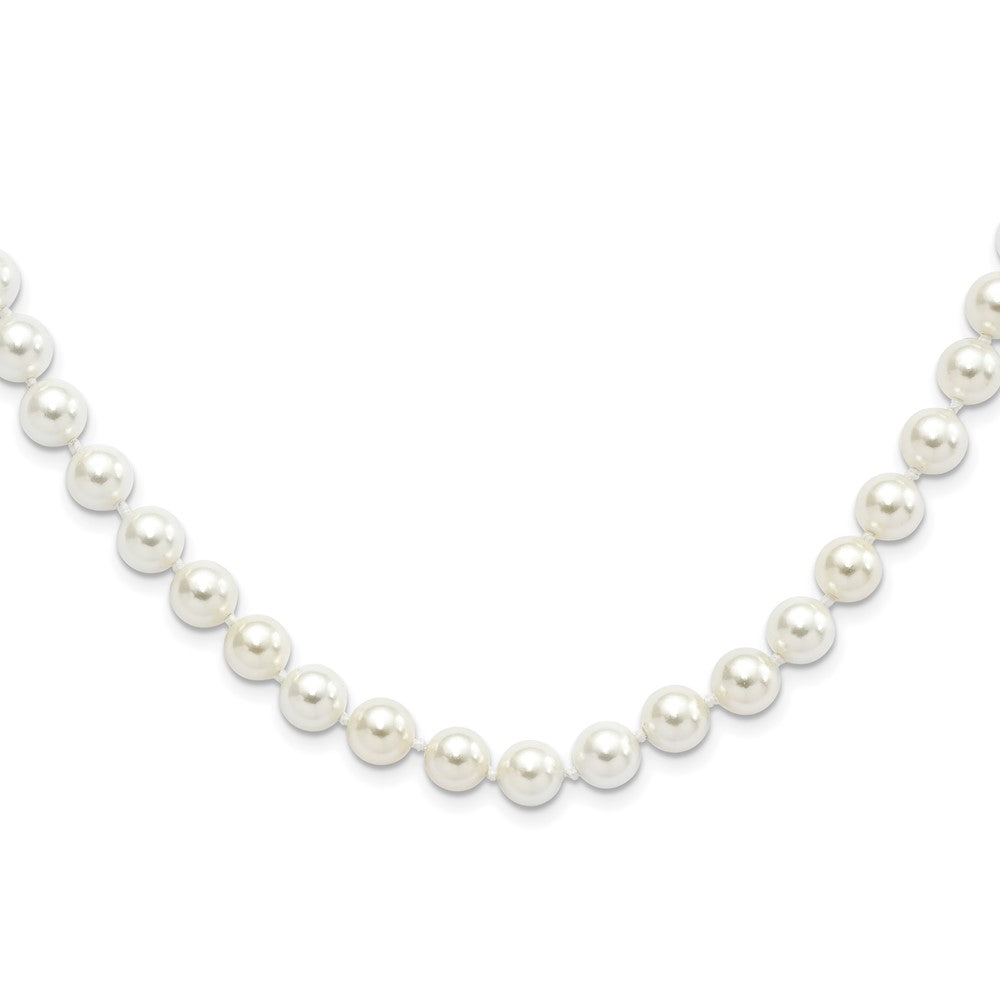 Sterlingsilber Majestik Rhodiniert 8-9mm Weiß Imitat Muschel Perle Hand-knotted Halskette