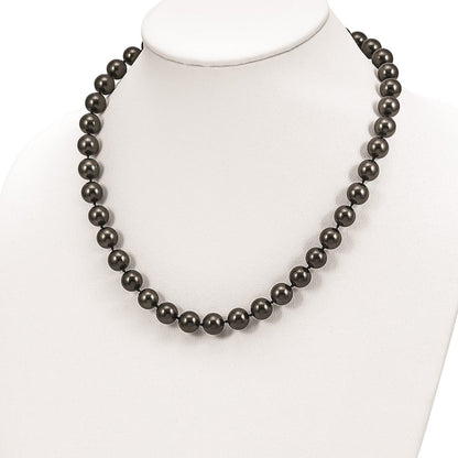 Sterlingsilber Majestic Rhodiniert 10 11mm Schwarz Imitat Muschel Perle Hand Geknotet Halskette