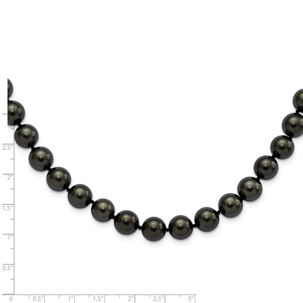 Sterlingsilber Majestic Rhodiniert 10 11mm Schwarz Imitat Muschel Perle Hand Geknotet Halskette