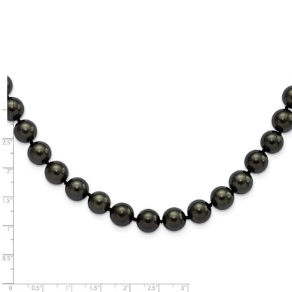 Sterlingsilber Majestic Rhodiniert 10 11mm Schwarz Imitat Muschel Perle Hand Geknotet Halskette