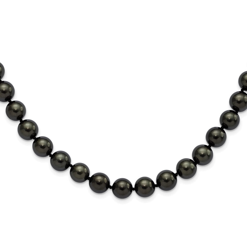 Sterlingsilber Majestic Rhodiniert 10 11mm Schwarz Imitat Muschel Perle Hand Geknotet Halskette