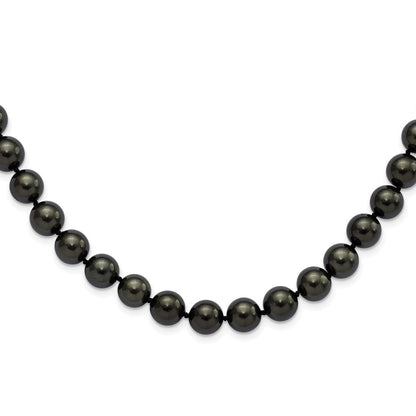 Sterlingsilber Majestic Rhodiniert 10 11mm Schwarz Imitat Muschel Perle Hand Geknotet Halskette