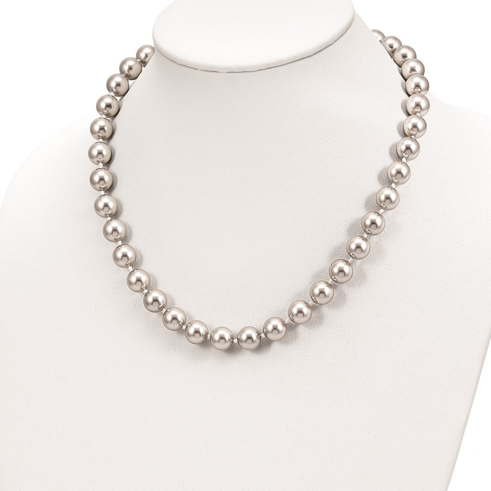 Sterlingsilber Majestic Rhodiniert 10-11mm Grau Imitat Muschel Perle Hand-knotted Halskette