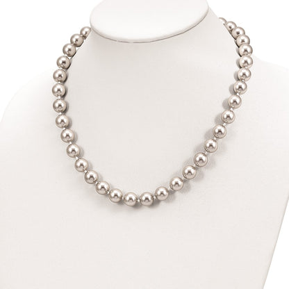 Sterlingsilber Majestic Rhodiniert 10-11mm Grau Imitat Muschel Perle Hand-knotted Halskette