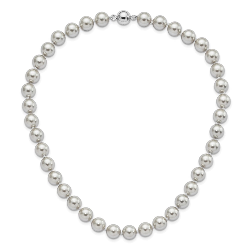 Sterlingsilber Majestic Rhodiniert 10-11mm Grau Imitat Muschel Perle Hand-knotted Halskette