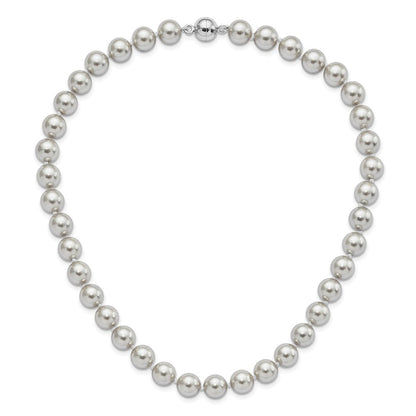 Sterlingsilber Majestic Rhodiniert 10-11mm Grau Imitat Muschel Perle Hand-knotted Halskette