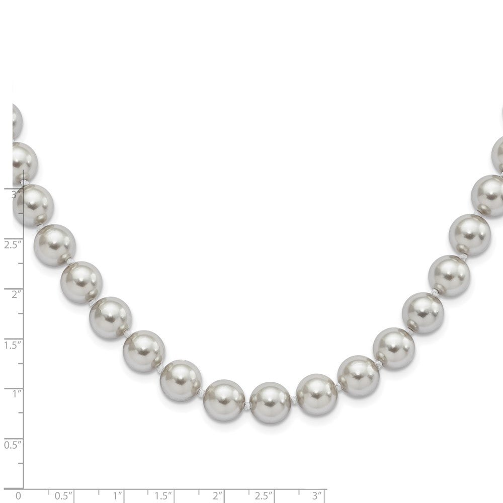 Sterlingsilber Majestic Rhodiniert 10-11mm Grau Imitat Muschel Perle Hand-knotted Halskette