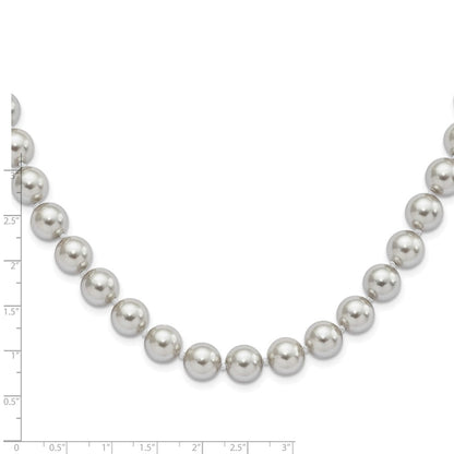 Sterlingsilber Majestic Rhodiniert 10-11mm Grau Imitat Muschel Perle Hand-knotted Halskette