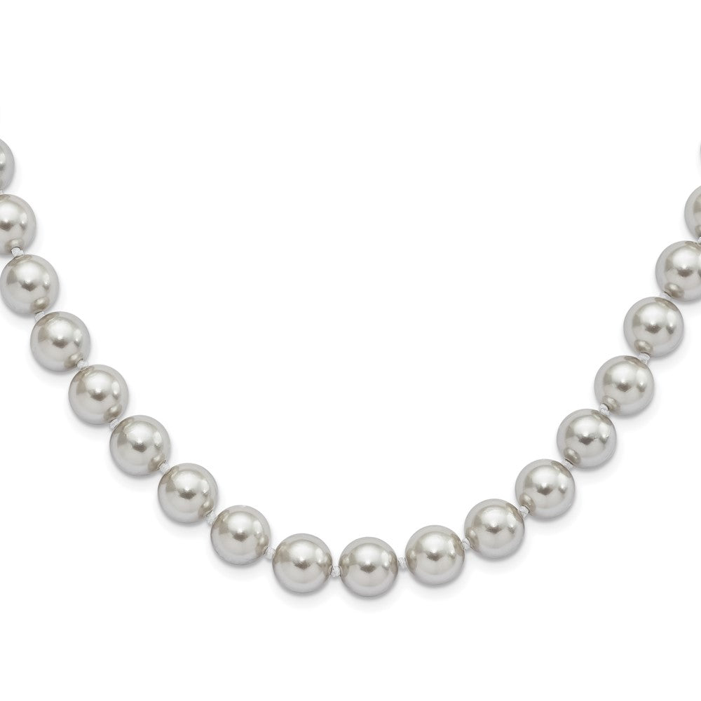 Sterlingsilber Majestic Rhodiniert 10-11mm Grau Imitat Muschel Perle Hand-knotted Halskette