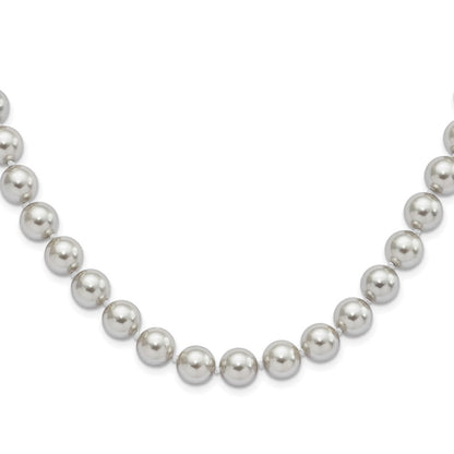 Sterlingsilber Majestic Rhodiniert 10-11mm Grau Imitat Muschel Perle Hand-knotted Halskette
