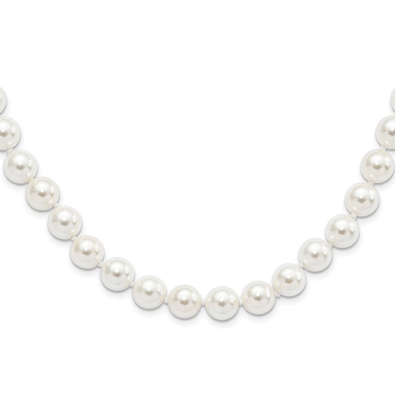 Sterlingsilber Majestic Rhodiniert 10-11mm Weiß Imitat Muschel Perle Hand-knotted Halskette