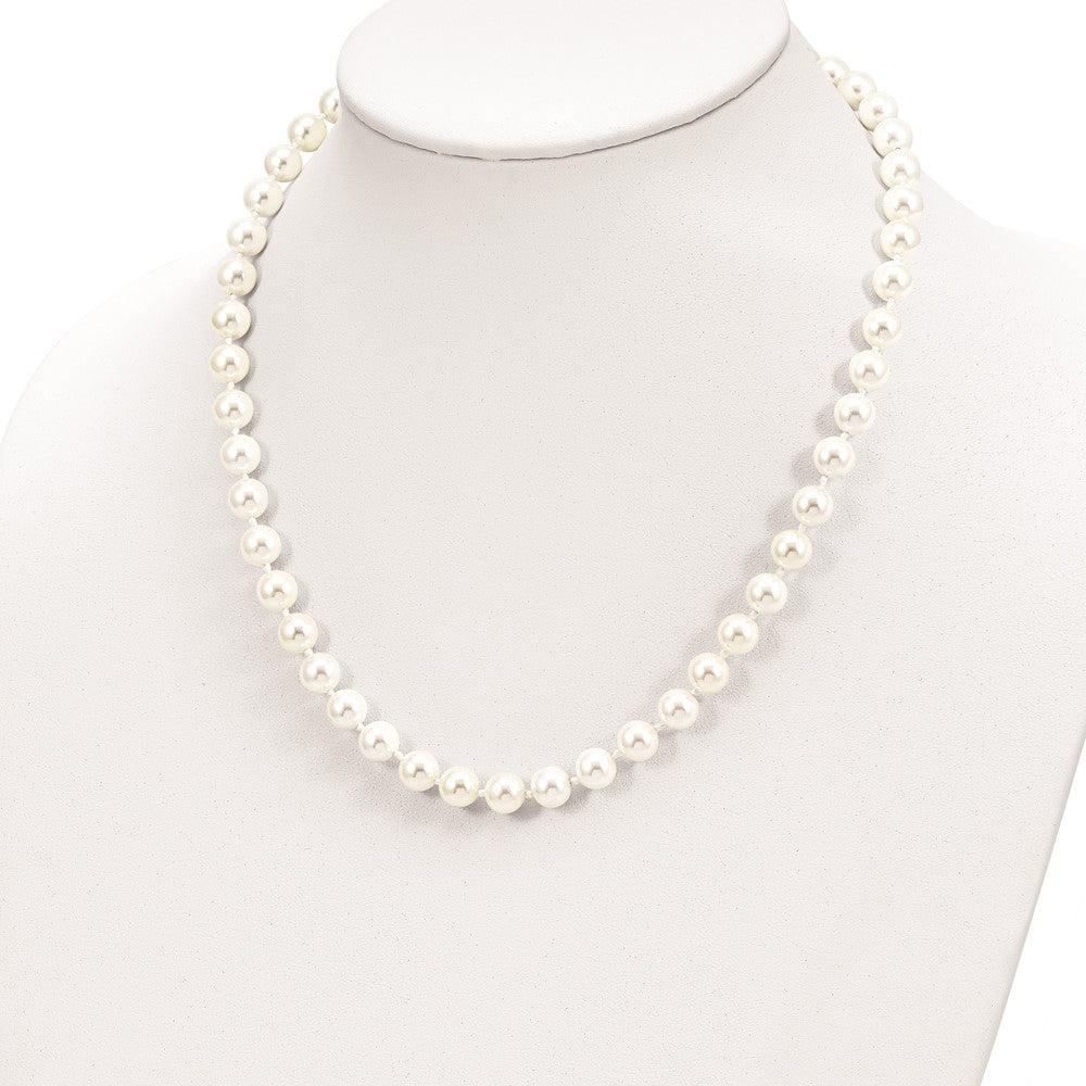 Sterlingsilber Majestic Rhodiniert 8-9mm Weiß Imitat Muschel Perle Hand-knotted Halskette