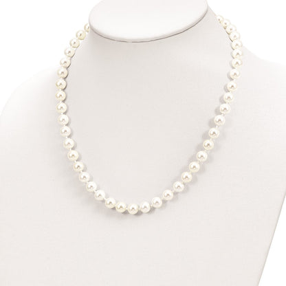 Sterlingsilber Majestic Rhodiniert 8-9mm Weiß Imitat Muschel Perle Hand-knotted Halskette