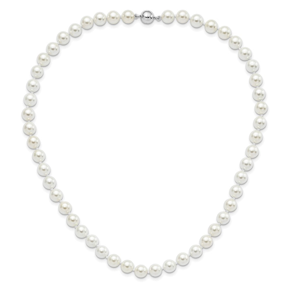 Sterlingsilber Majestic Rhodiniert 8-9mm Weiß Imitat Muschel Perle Hand-knotted Halskette