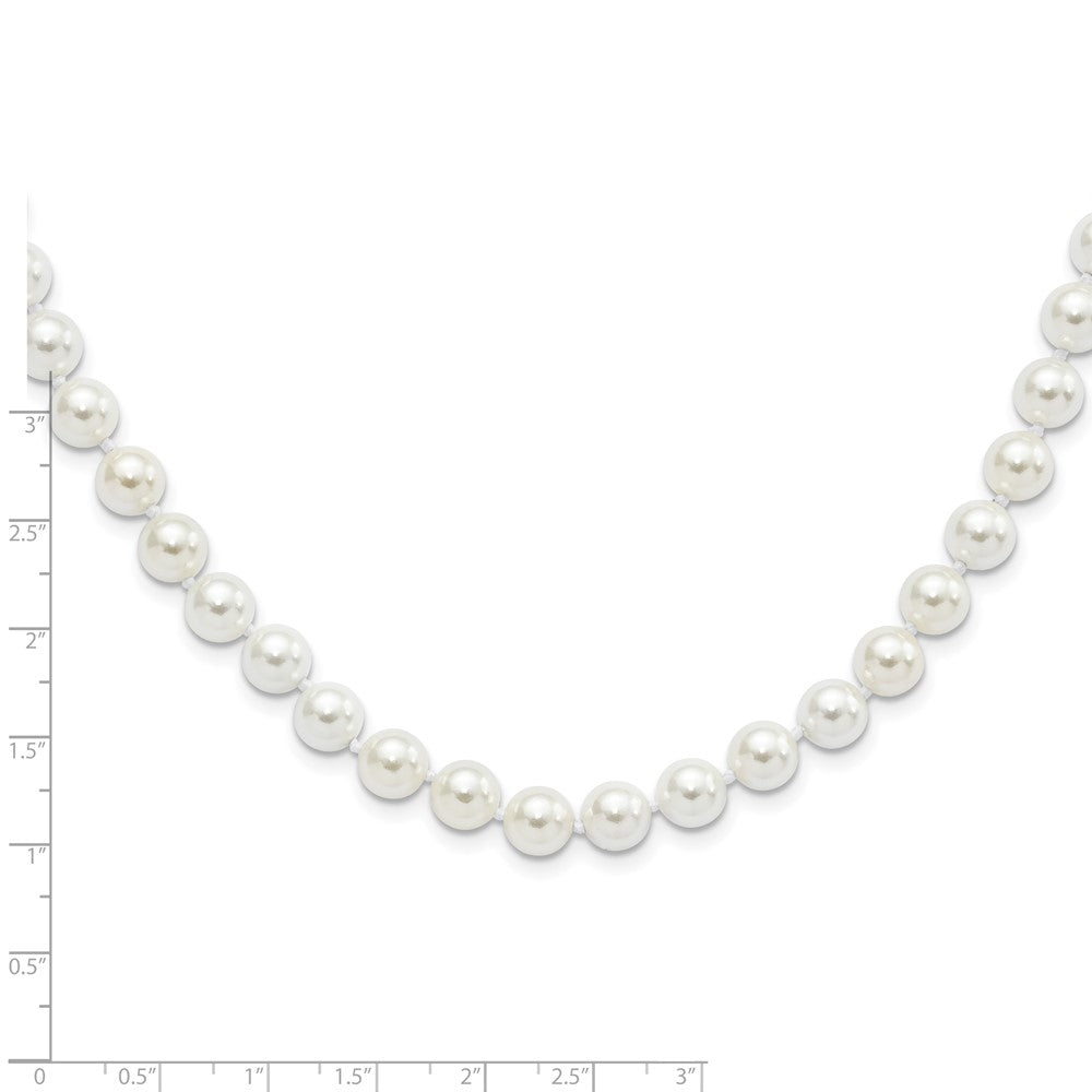 Sterlingsilber Majestic Rhodiniert 8-9mm Weiß Imitat Muschel Perle Hand-knotted Halskette