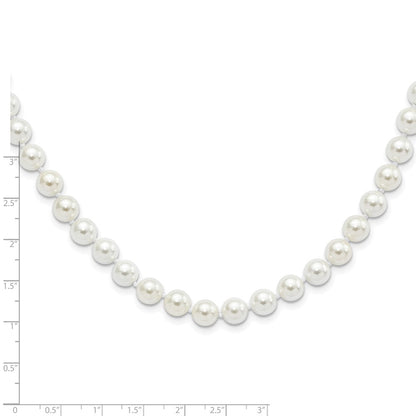 Sterlingsilber Majestic Rhodiniert 8-9mm Weiß Imitat Muschel Perle Hand-knotted Halskette