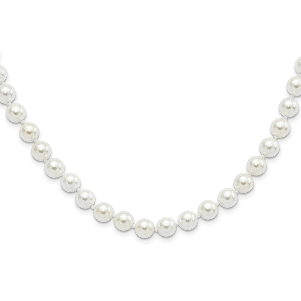 Sterlingsilber Majestic Rhodiniert 8-9mm Weiß Imitat Muschel Perle Hand-knotted Halskette