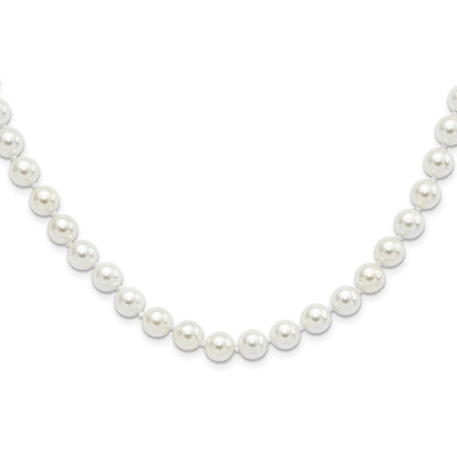 Sterlingsilber Majestic Rhodiniert 8-9mm Weiß Imitat Muschel Perle Hand-knotted Halskette