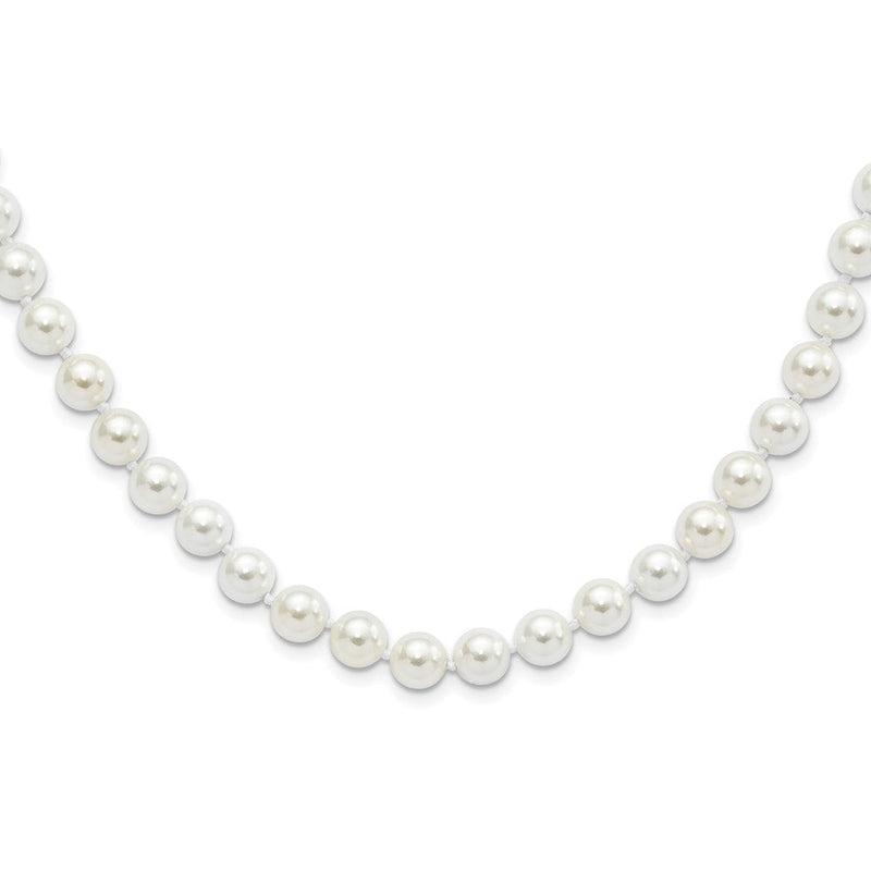 Sterlingsilber Majestic Rhodiniert 8-9mm Weiß Imitat Muschel Perle Hand-knotted Halskette