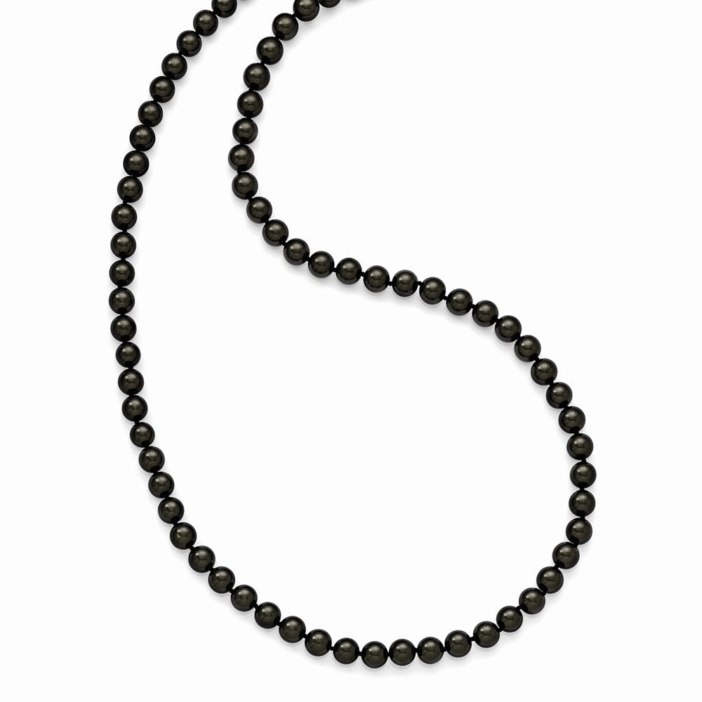 Mode Majestik 10-11mm Schwarz Imitat Muschel Perle Hand Geknotet Schieber-on Hand-knotted Halskette