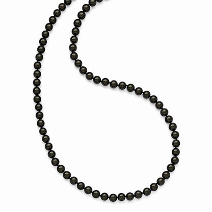 Mode Majestik 10-11mm Schwarz Imitat Muschel Perle Hand Geknotet Schieber-on Hand-knotted Halskette