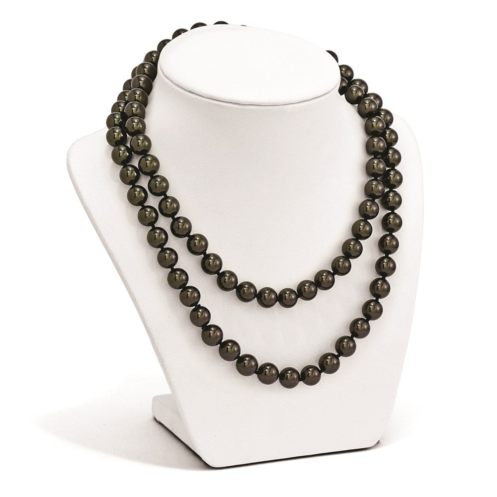 Mode Majestik 10-11mm Schwarz Imitat Muschel Perle Hand Geknotet Schieber-on Hand-knotted Halskette