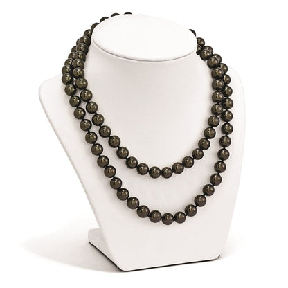 Mode Majestik 10-11mm Schwarz Imitat Muschel Perle Hand Geknotet Schieber-on Hand-knotted Halskette