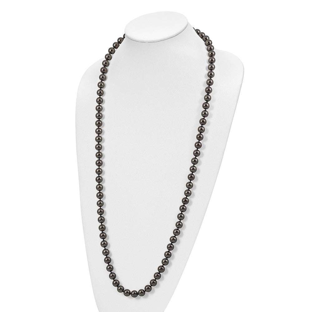 Mode Majestik 10-11mm Schwarz Imitat Muschel Perle Hand Geknotet Schieber-on Hand-knotted Halskette