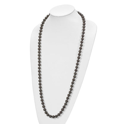 Mode Majestik 10-11mm Schwarz Imitat Muschel Perle Hand Geknotet Schieber-on Hand-knotted Halskette