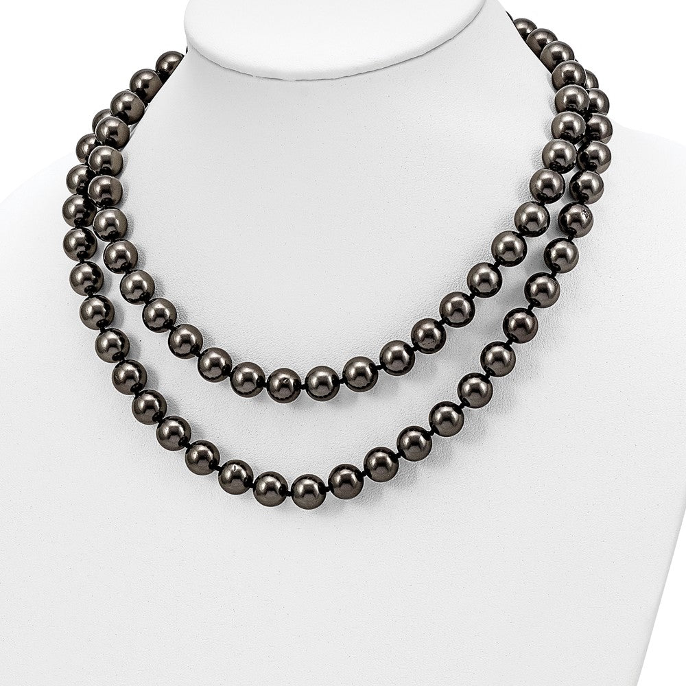 Mode Majestik 10-11mm Schwarz Imitat Muschel Perle Hand Geknotet Schieber-on Hand-knotted Halskette