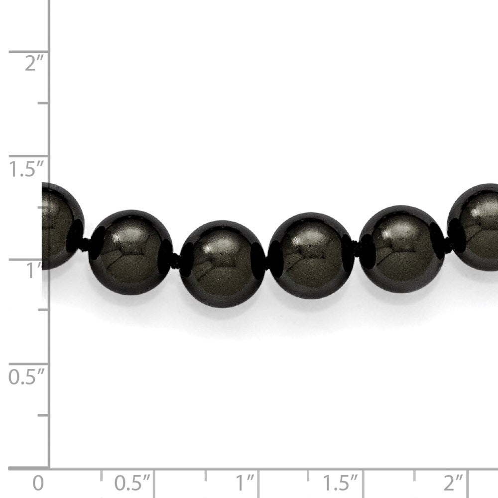 Mode Majestik 10-11mm Schwarz Imitat Muschel Perle Hand Geknotet Schieber-on Hand-knotted Halskette
