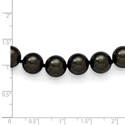Mode Majestik 10-11mm Schwarz Imitat Muschel Perle Hand Geknotet Schieber-on Hand-knotted Halskette