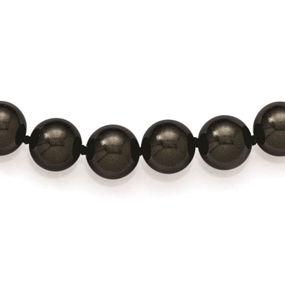 Mode Majestik 10-11mm Schwarz Imitat Muschel Perle Hand Geknotet Schieber-on Hand-knotted Halskette