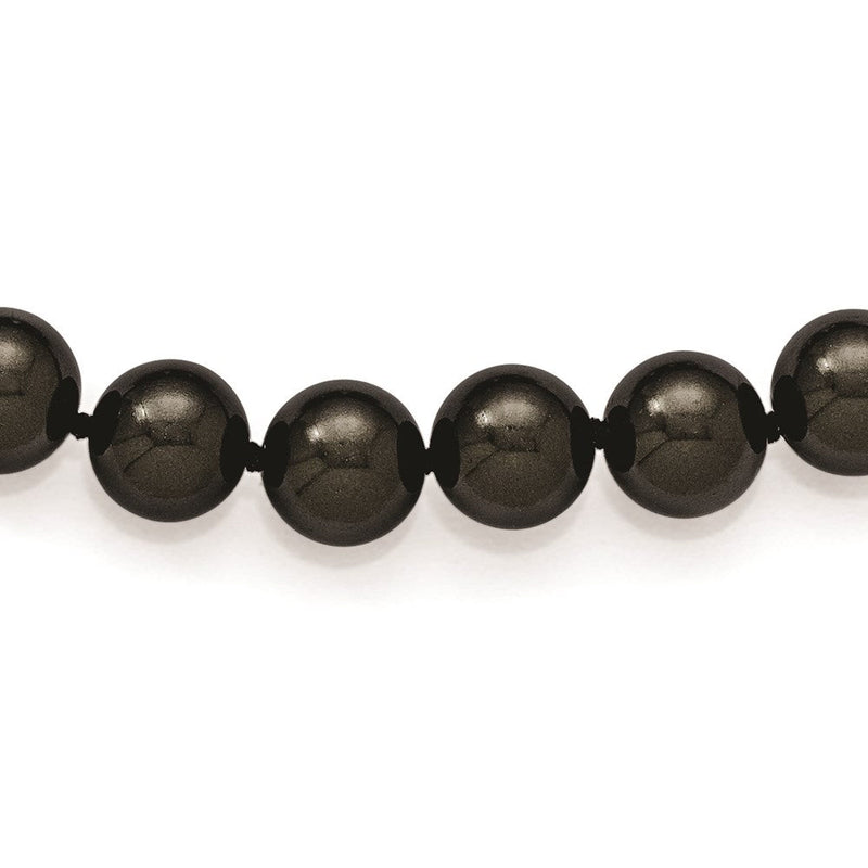 Mode Majestik 10-11mm Schwarz Imitat Muschel Perle Hand Geknotet Schieber-on Hand-knotted Halskette