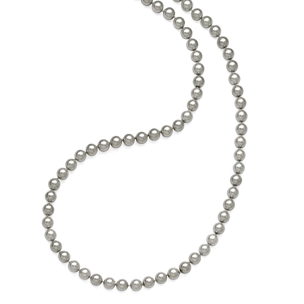 Non Metal Majestik 10-11mm Grau Imitat Muschel Perle Hand Geknotet Endlos Schieber-on Hand-knotted Halskette