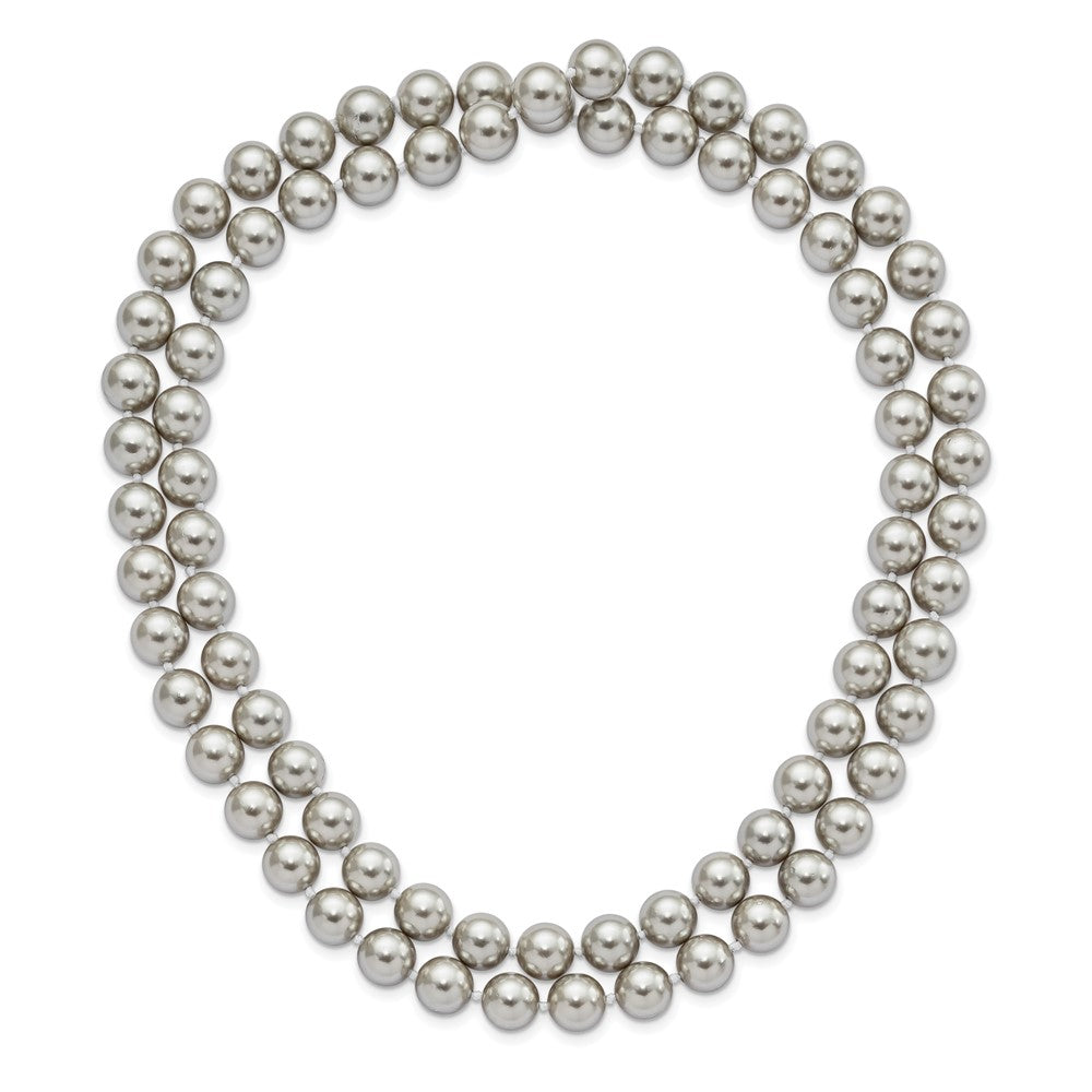 Non Metal Majestik 10-11mm Grau Imitat Muschel Perle Hand Geknotet Endlos Schieber-on Hand-knotted Halskette
