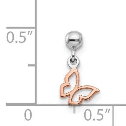 Sterlingsilber Mio Memento Rhodiniert Roséfarben Schmetterling Charm