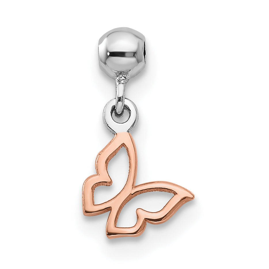 Sterlingsilber Mio Memento Rhodiniert Roséfarben Schmetterling Charm