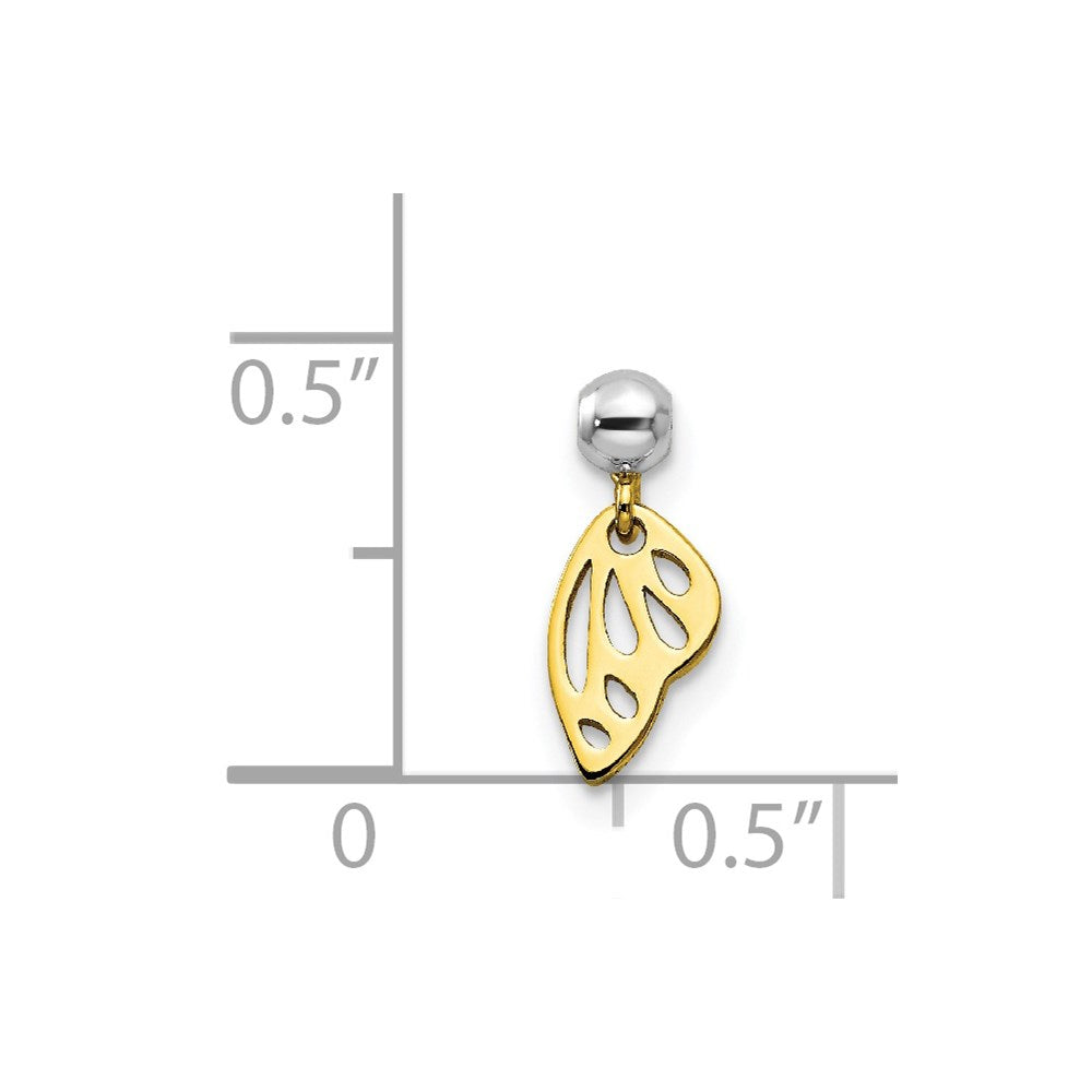 Sterlingsilber Mio Memento Rhodiniert Goldfarben Hängend Flügel Charm